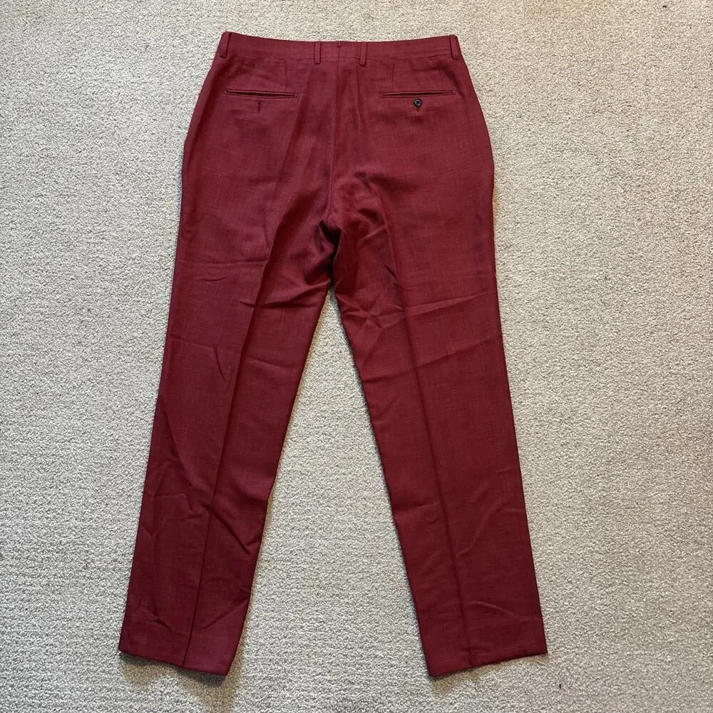 David Alan Dormeuil Cloth Luxury Natural Fibers Red Men Dress Pants Linen Blend